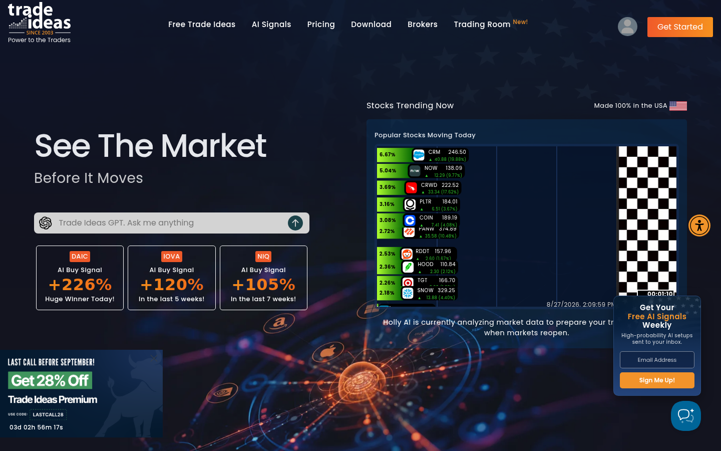 Trade Ideas official homepage